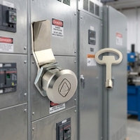 MK406 Boîtier métallique anti-poussière en alliage de zinc pour pièces d'ascenseur, type triangle, avec serrure à came à quart de tour cylindrique