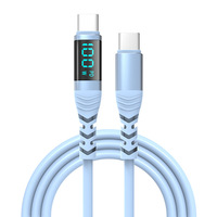 Câble de charge rapide USB C vers USB C 100W avec affichage numérique, câble de données en silicone pour téléphone portable et ordinateur portable