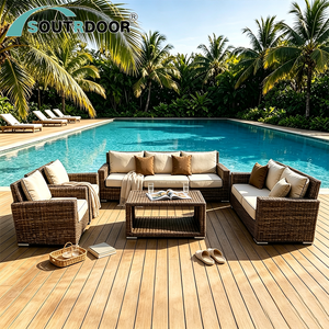 Set Lounge Moderno per Patio Hotel, Mobili <span class=keywords><strong>da</strong></span> <span class=keywords><strong>Giardino</strong></span> <span class=keywords><strong>in</strong></span> Resina, Divano Impermeabile <span class=keywords><strong>in</strong></span> Rattan Sintetico per Appartamenti, Cortili e Parchi - Product Image 1