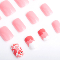 24 pièces/ensemble, faux ongles artificiels à couverture complète, réutilisables, mignons, Kawaii, à pression, ballerine, avec colle