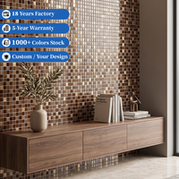 Mini forme carrée de couleur marron 15*15mm carreaux de mosaïque en verre créatifs en cristal