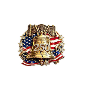 Broche de la Campana de la Libertad Rojo Brillante, 250 Aniversario, Aleación con Incrustaciones de Diamantes, Unisex, Joyería Conmemorativa del Día de la Independencia, Regalo - Product Image 3