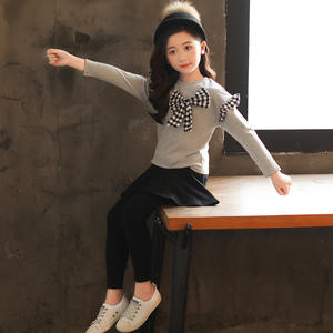 Compras en Línea India, Conjunto de Ropa para Niñas, Otoño Invierno, Camisa Roja con Lazo, Falda Deportiva, Pantalones, para Niños - Product Image 3