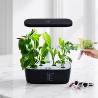 Kit de culture domestique intelligent sans terre pour bureau, avec 6 trous de plantation, système aéroponique et hydroponique, pompe et réservoir d'eau visible de 1,9 L