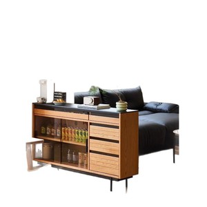 Nordic Solid Wood <b>Sideboard</b> Cabinet With Glass Door Storage Living Room Furniture - Product Image 5