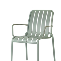 Chaise de jardin d'extérieur en aluminium, fauteuil de patio en métal à lattes, revêtement poudré, empilable, pour cour et hôtel