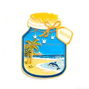 Nouveaux aimants de réfrigérateur de voyage en forme de bouteille à la dérive, style vivant, souvenirs, <span class=keywords><strong>aimant</strong></span> de réfrigérateur en métal personnalisé, plage de Saipan, doré - Product Image 1