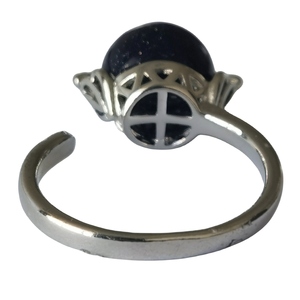 Vente en gros de bagues ouvertes réglables en pierre d'or bleue pour femmes bagues en cristal en forme de boule plaquées argent - Product Image 3