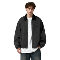 TKAN430 veste de travail en plein air pour hommes décontractée personnalisée Vintage automne et hiver fermeture éclair toile mécanicien vêtements de travail veste pour hommes unie