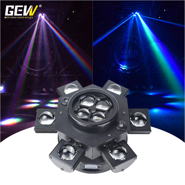 GEVV 6 Head New Style Bee Eye LED Colorful Moving Head Laser Dj Disco Sound-controlled Rotating Flashing Stage Lights
