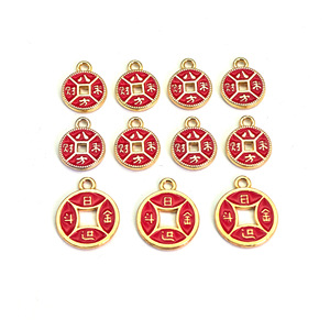 Copper Alloy Wealth Charm Pendants <b>Red</b> Gold Tone Fortune Symbol DIY Jewelry Charms For <b>Bracelets</b> Necklaces Unisex Gift Accessory - Product Image 2
