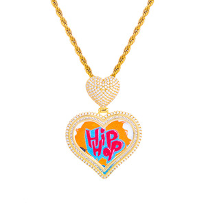 Customized <b>Iced</b> <b>Out</b> Heart Photo Pendant VVS Moissanite Diamond 925 Silver Hip Hop Bling Jewelry Real Gold Plated Picture Charms - Product Image 2