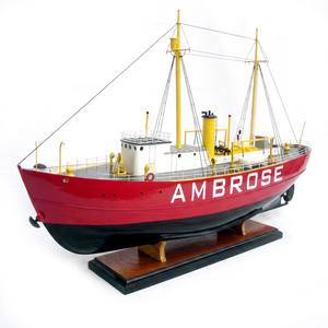 Maqueta de Barco de Madera de Alta Calidad Ambrose Lightship, Hecha a Mano, Estilo Náutico, Decoración para el Hogar, Regalo Novedoso con Características Regionales de EE. UU. - Product Image 1