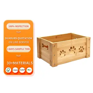 La caja de juguetes de madera para perros es adecuada para almacenar juguetes para gatos y perros, collares para perros, ropa, aperitivos y otros suministros para mascotas
