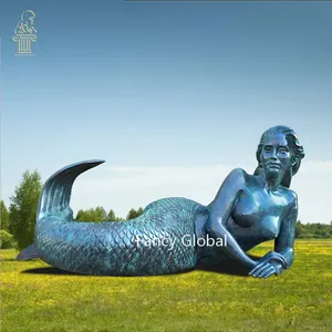 Fancy Custom Outdoor Garden Decor Bronze Mermaid Statue Sculpture