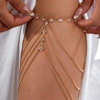 Chaîne de jambe Rinhoo d'été sexy plaquée or avec étoile de mer et pampilles pour femme, chaîne de cuisse longue multicouche en zircon scintillant, bijou de corps