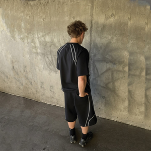 Produttori di <span class=keywords><strong>Abbigliamento</strong></span>: Set Estivo da <span class=keywords><strong>Uomo</strong></span> con T-shirt Oversize Stampata Personalizzata e Pantaloncini <span class=keywords><strong>Casual</strong></span> - Product Image 5