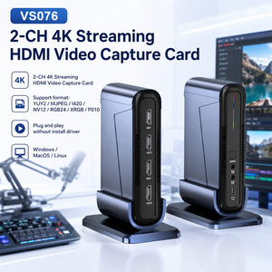 Tarjeta de Captura de <span class=keywords><strong>Video</strong></span> VS076 de 2 Canales 4K 60Hz con Doble HDMI, USB 3.2 Gen2, Ventilador de Refrigeración RGB, Grabador Vertical con Salida en Bucle para Transmisión en Vivo - Product Image 1