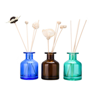 Bouteille diffuseur en verre rond classique transparent mat noir et blanc 100ml 150ml 250ml vide avec bouchon