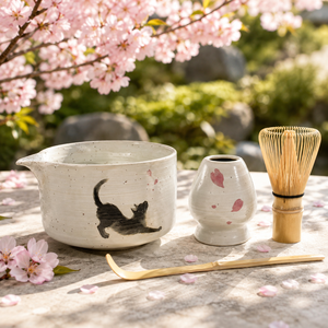 Ensemble de 4 pièces en céramique motif <span class=keywords><strong>chat</strong></span> moucheté ivoire pour matcha, avec Chawan à bec verseur, support pour Chasen, fouet en bambou et cuillère, pour cérémonie <span class=keywords><strong>du</strong></span> thé, maison et café - Product Image 5