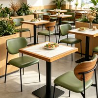 Ensemble de table et de chaises de restaurant personnalisé, sur le thème moderne minimaliste, en bois, pour salle à manger, café, salle privée, canapé, 4 personnes, usage commercial