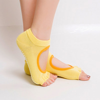 Chaussettes décontractées en coton uni à 5 doigts, respirantes et absorbantes, pour yoga et barre, avec logo personnalisé par sublimation, vente en gros pour femmes