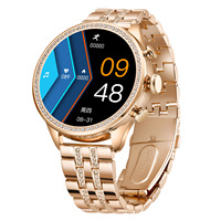 Reloj inteligente de pantalla redonda dorada GEN9 para mujer, relojes inteligentes BT impermeables, reloj con monitor de presión arterial y Frecuencia Cardíaca para niña