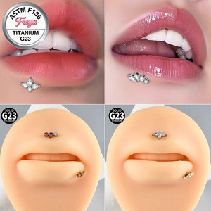 Gioielli Freya Fashion, Orecchino a Lobo in Titanio ASTM-F136 6AI-4V <span class=keywords><strong>ELI</strong></span> G23, Placcato Oro PVD, Piercing Labret per Labbra, Gioielli per Donne - Product Image 4