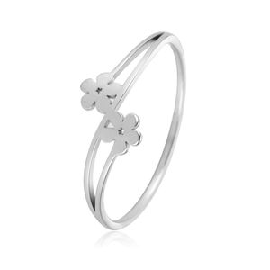 Dos flores pequeñas Anillo de flor de cinco pétalos Temperamento de Mujer simple Anillo de acero inoxidable versátil Joyería - Product Image 5