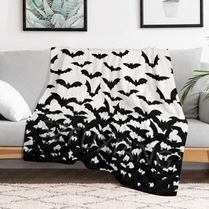 À la mode Halloween jeter canapé couverture nouvelle conception polaire flanelle noir blanc chauve-souris couvertures meilleurs cadeaux pour Halloween - Product Image 4