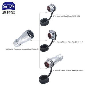 Sf16 IP67 không thấm nước Nam Nữ cắm Bảng điều khiển Vuông Gắn Ổ cắm điện 2 3 4 5 6 7 9 chân kết nối cáp đẩy tròn - Product Image 5