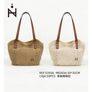 Borsa a Tracolla in Corda di Cotone 30x32Cm Intrecciata per Uso Casual Femminile - Product Image 3