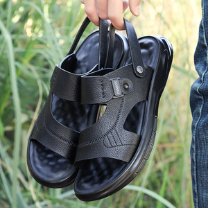 Sandalias planas para hombre, de verano, con punta abierta, suela de goma, forro de PU, fáciles de poner, informales. - Product Image 4
