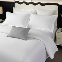 Parure de lit d'hôtel en coton satiné, drap blanc, housse de couette, ensemble de literie pour hôtel étoilé et B&B