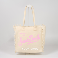 Sac de shopping en toile épaisse et élégante de 16 oz avec franges, longues poignées, grande capacité, sac tendance pour étudiants