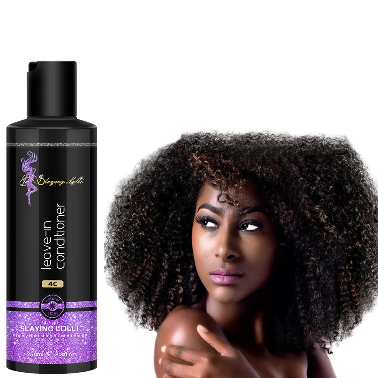 Label Pribadi 4C Afro Kinky Sulfat Bebas Organik Halus Protein Dalam Pelembab Meninggalkan Dalam Kondisioner untuk Perawatan Rambut Keratin