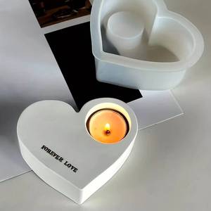 MUYULINS Factory DIY Heart Candle Holder Epoxy <b>Silicone</b> Mold - Product Image 5