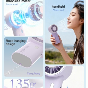 1200mAH Rechargeable Mini Turbo Hand Fan <b>Battery</b> Operated Air Conditioner Fan 3 Speed Portable Wearable Fan for Outdoor - Product Image 2
