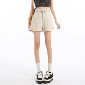 Shorts de mezclilla retro lavados al por mayor con bordes deshilachados, nuevo estilo de verano para mujer, corte ajustado y moldeador, <span class=keywords><strong>pantalones</strong></span> <span class=keywords><strong>cortos</strong></span> que realzan la cadera. - Product Image 4
