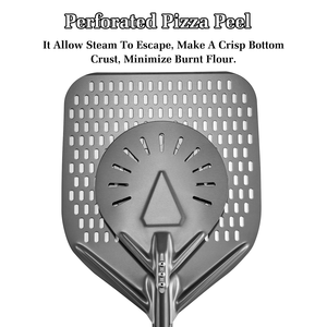 Pelle à pizza perforée professionnelle de 34 cm en aluminium anodisé, spatule de cuisson, outil de retournement pour la cuisson de la pizza - Product Image 4