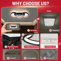 Plafonnier LED intelligent à 3 anneaux entrelacés de haute qualité, corps en aluminium, abat-jour en silicone, télécommande, variateur d'intensité