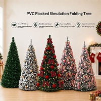 Grand arbre de Noël 3D réaliste, pliable et reconfigurable, avec lumières LED, en PVC léger et écologique de haute qualité