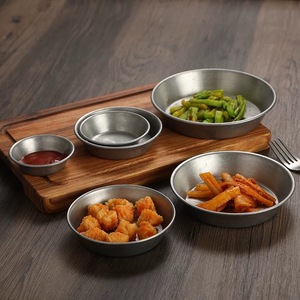 Assiette en acier inoxydable vintage, restaurant de barbecue, salade occidentale, petit bol, coupelle à sauce, frites, ketchup, soucoupe, <span class=keywords><strong>vaisselle</strong></span> de cuisine - Product Image 1
