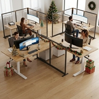 Bureau d'angle électrique moderne et spacieux, réglable en hauteur (assis-debout), en forme de L, avec commande numérique intelligente, écologique