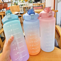 Ensemble de bouteilles d'eau sportives réutilisables en plastique avec logo personnalisé, 3 en 1, avec support pour téléphone, pour les voyages