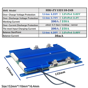 Hệ thống quản lý pin <span class=keywords><strong>BMS</strong></span> HBJ 12s 13s 14s 15s 16s 17s 19s 20s 23s 24s 26s 200a 250a cho pin Lifepo4, pin Li-ion và pin Sodium-ion có chức năng cân bằng - Product Image 5