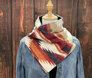 2026 Al por mayor Bufanda de cuello cálida con botones, estilo <span class=keywords><strong>vaquero</strong></span> y vaquera, con diseño tribal geométrico y forro polar, estilo vintage occidental para mujer - Product Image 4