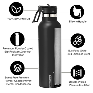 600ml/<b>750ml</b>/1000ml Leak-Proof Vacuum Insulated Stainless Steel Tumbler Double-Walled Sports <b>Water</b> <b>Bottle</b> for Camping Hiking - Product Image 6
