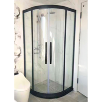 Parois de douche en verre courbé avec bases en pierre personnalisables, cadre en aluminium, design sans cadre