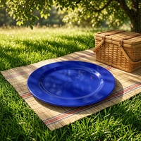 Assiettes plates rondes en mélamine bleu cobalt aspect céramique Bestwares en gros – Vente directe usine